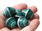 5 21mm Vintage Painted Peruvian Clay Beads - Teal Green Silver and Black Patterned Bicone Beads